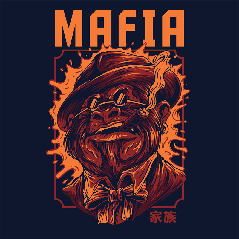 独特黑帮家族风格裁片印花服装印花设计