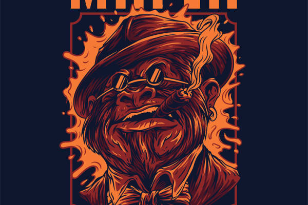 独特黑帮家族风格裁片印花服装印花设计