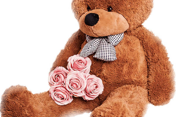 经典棕色毛绒泰迪熊裁片印花服装，温馨礼物之选