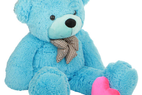 可爱蓝色毛绒泰迪熊裁片印花服装