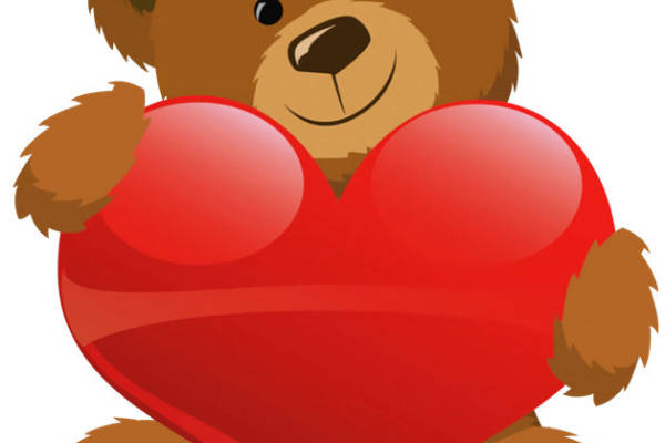 温馨可爱泰迪熊怀抱心形裁片印花服装