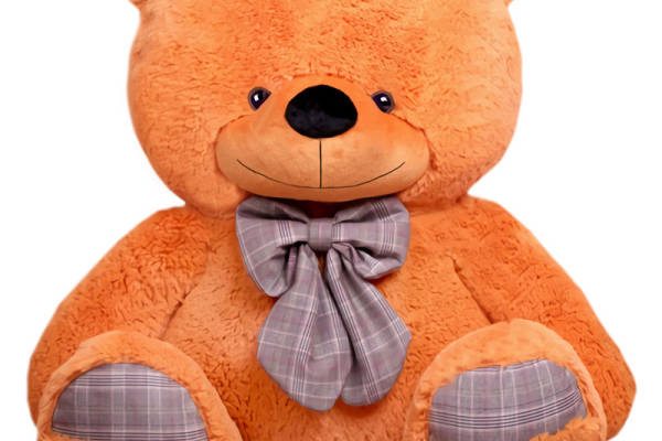可爱橙色格子裁片印花服装毛绒玩具熊