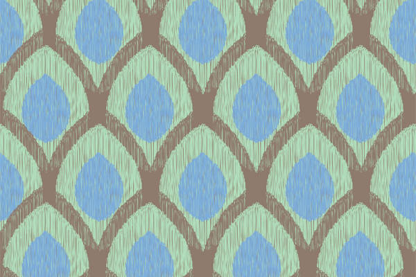 时尚几何图案面料印花,清新蓝绿服装印花设计