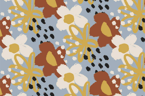 时尚抽象花卉面料印花服装印花设计