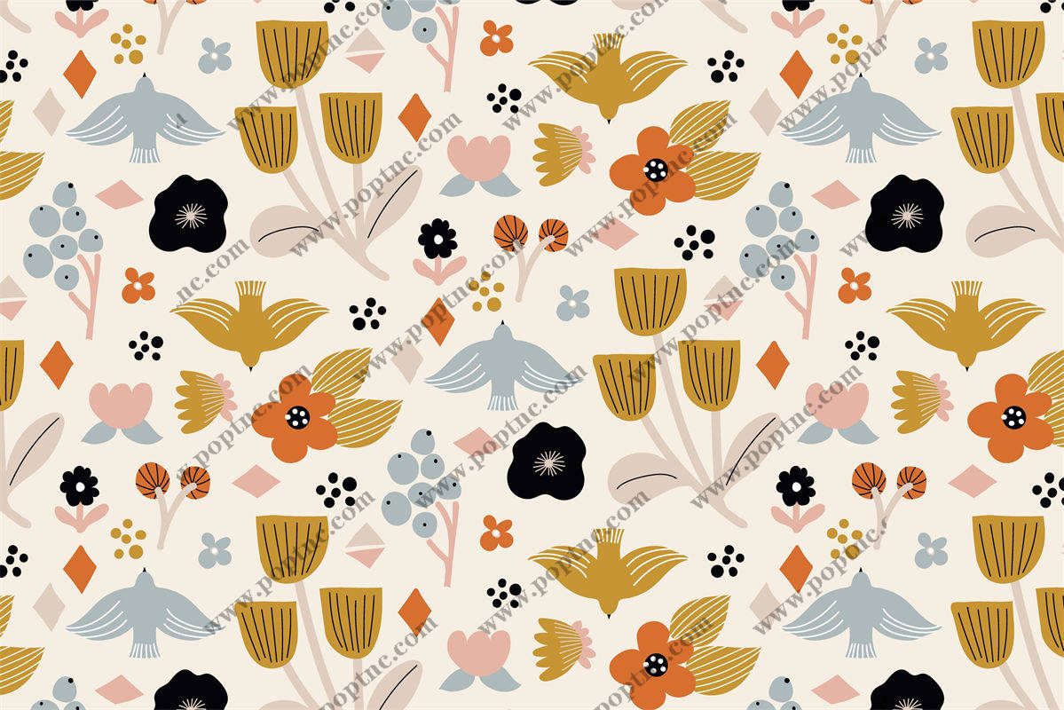 时尚自然风格面料印花,春季服装印花设计