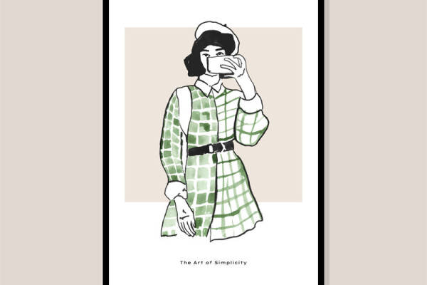 简约风格绿白格子裁片印花服装印花设计