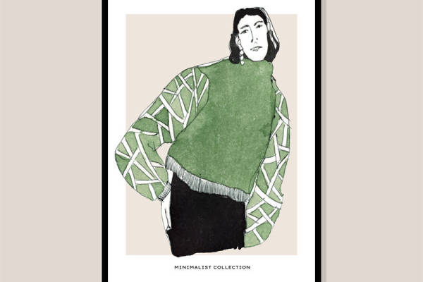 极简风格绿色几何图案裁片印花服装印花设计