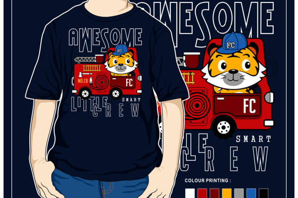 时尚潮流儿童裁片印花服装印花设计