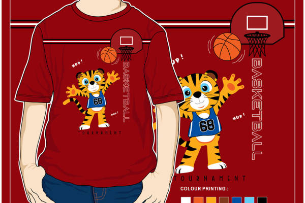 活力四射篮球赛主题裁片印花服装印花设计