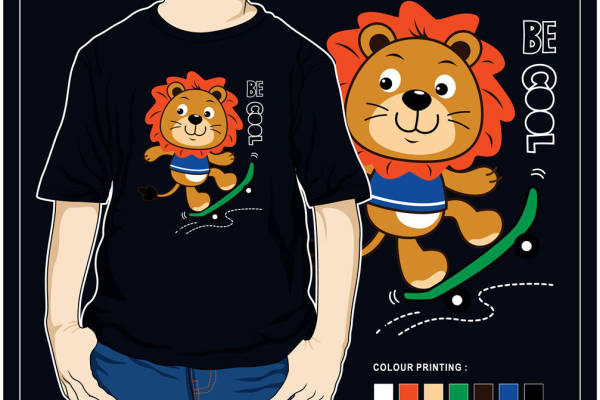 时尚趣味裁片印花服装:可爱狮子图案T恤