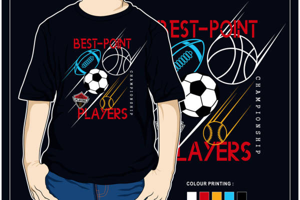 时尚运动风裁片印花服装印花T恤,展现最佳球员风采
