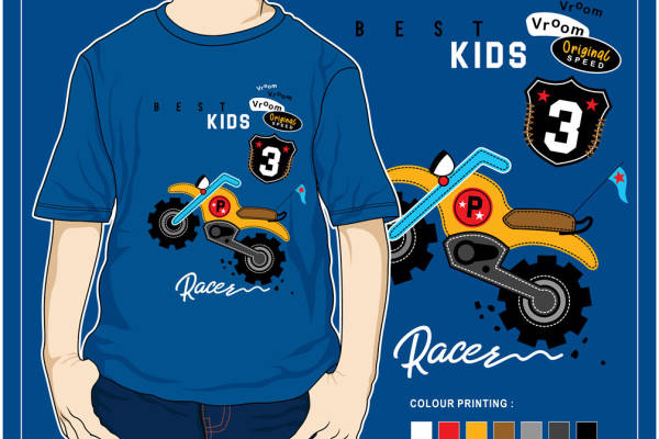 儿童赛车主题裁片印花服装：活力四射的原创设计