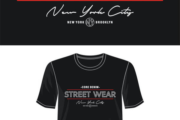 纽约街头风格裁片印花服装印花T恤设计