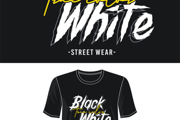 黑白经典街头风裁片印花服装印花设计