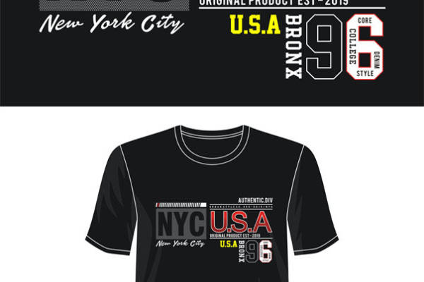 纽约城市风格裁片印花服装印花T恤设计