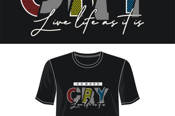 时尚个性裁片印花服装:'NO MORE CRY'激励生活态度