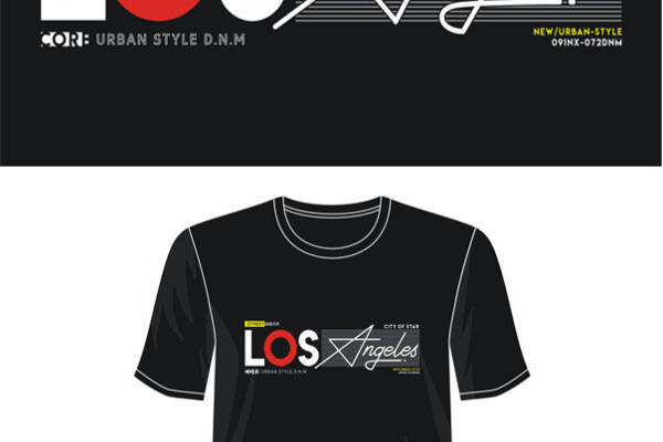 洛杉矶城市之星裁片印花服装 街头风格时尚T恤