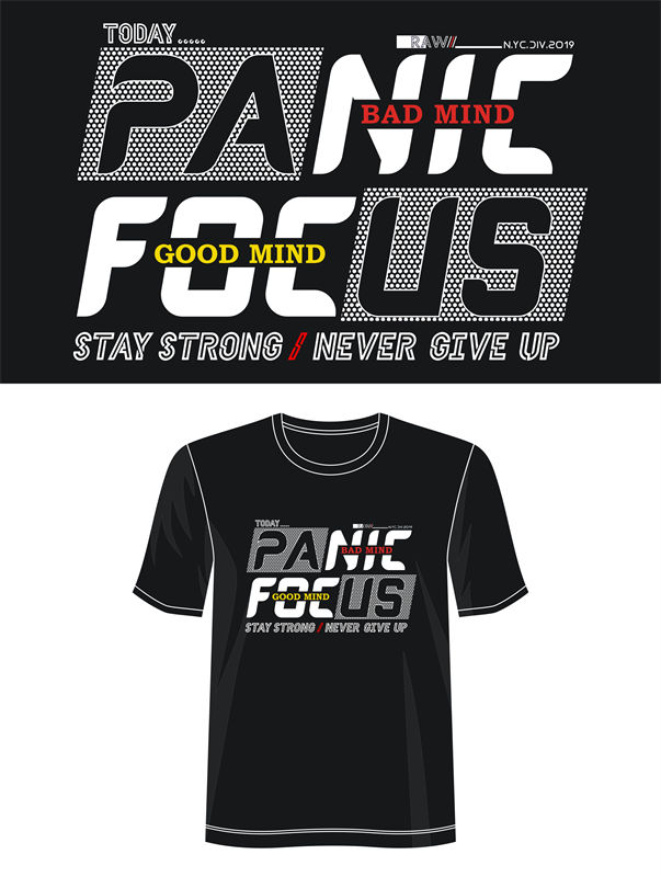时尚潮牌裁片印花服装：'Panic Focus'激励性服装印花设计