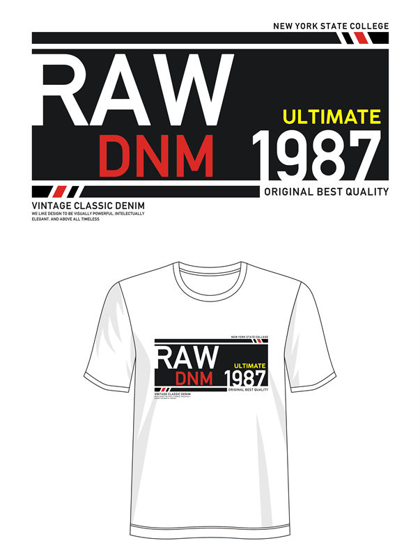复古经典1987年RAW DNM裁片印花服装印花T恤
