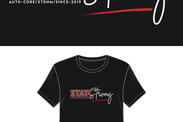 时尚裁片印花服装：'Stay Strong'激励语句T恤设计