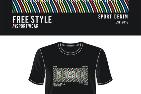 时尚多彩条纹裁片印花服装，展现个性自由风格