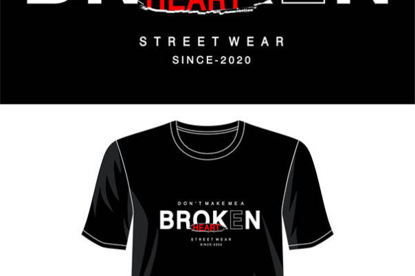 街头风'Don't Make Me Broken Heart'裁片印花服装印花T恤