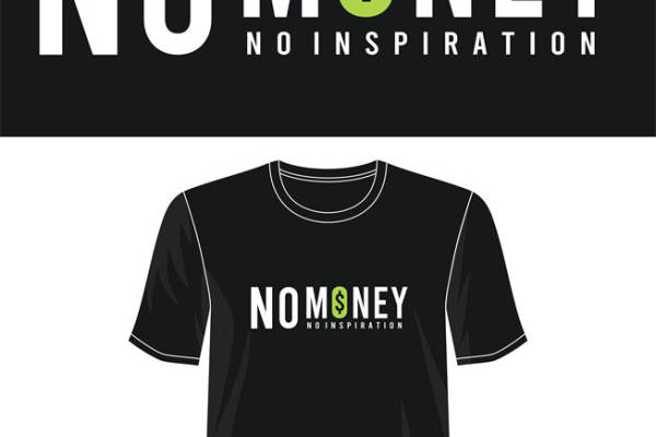 创意裁片印花T恤:'No Money No Inspiration' 服装印花设计