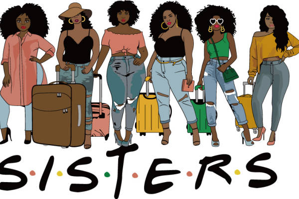 时尚姐妹花的裁片印花服装印花设计