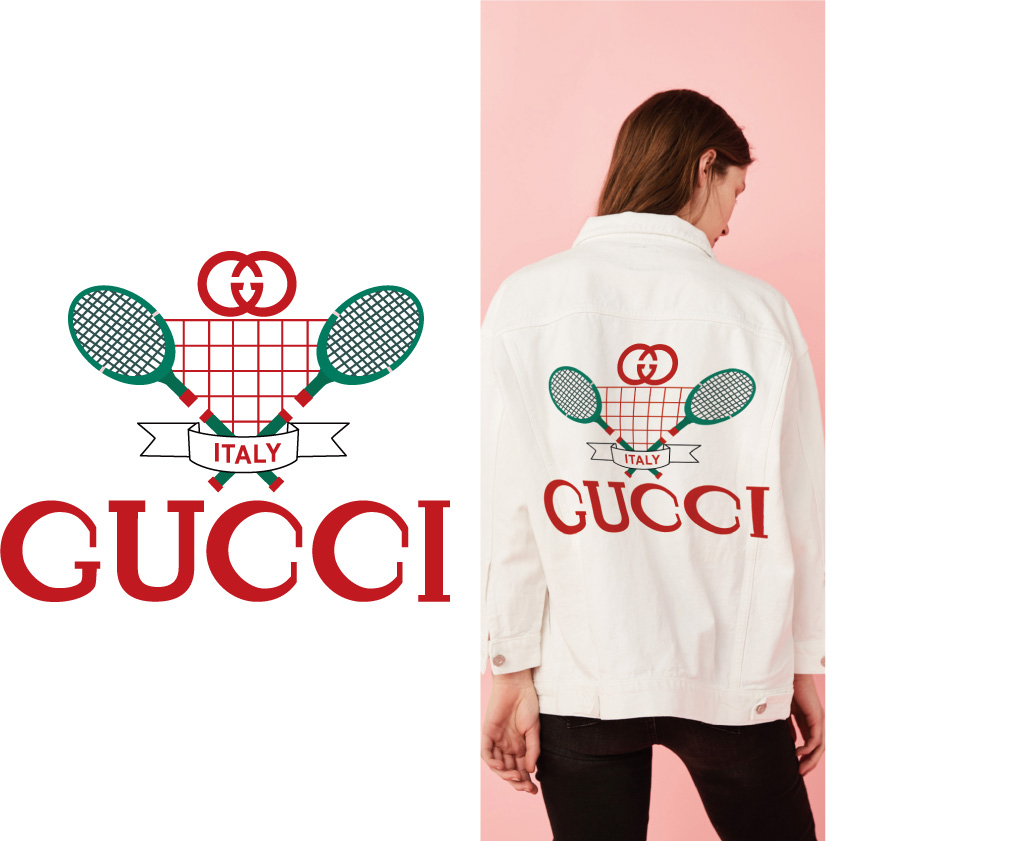 时尚运动风裁片印花服装：Gucci意大利网球拍设计