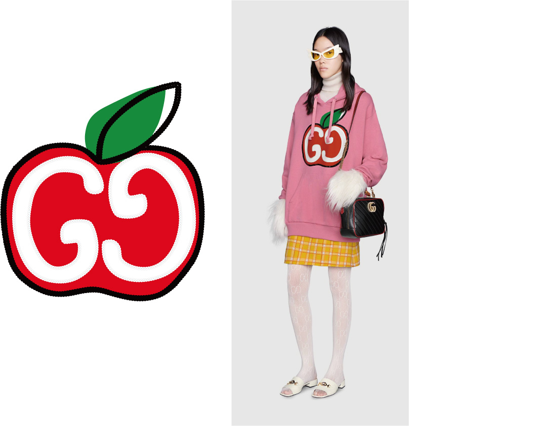 时尚苹果裁片印花服装，引领潮流的粉色卫衣印花设计