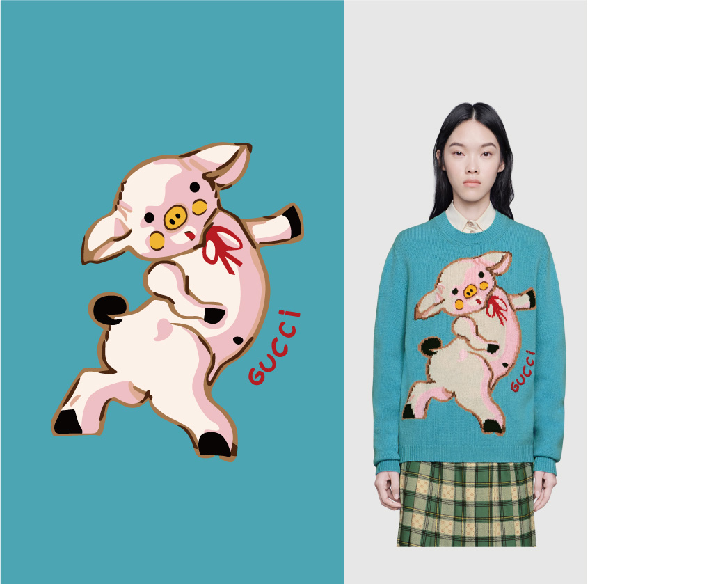 可爱卡通猪裁片印花服装，展现青春活力
