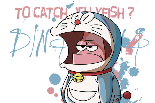 趣味卡通裁片印花服装：一起去捉水母吧！