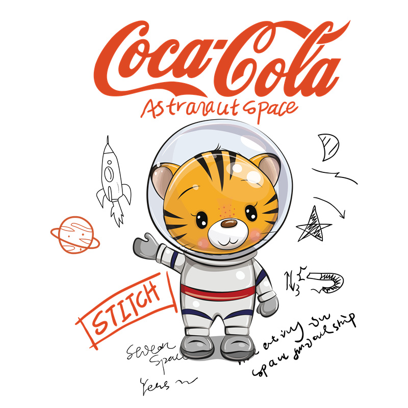 探索宇宙的可爱老虎裁片印花服装