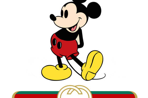 经典卡通裁片印花服装：米奇与Gucci风格的完美融合