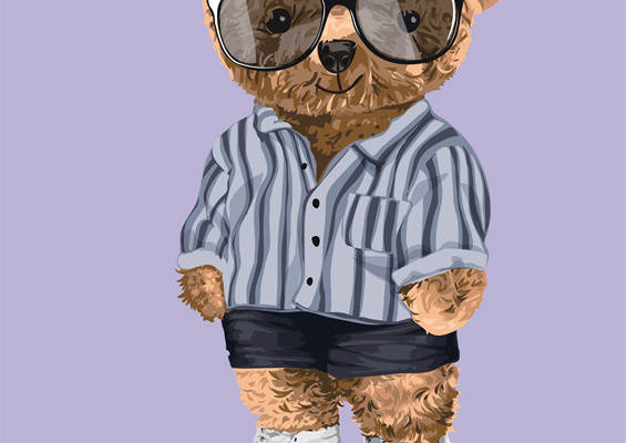 街头时尚风格泰迪熊裁片印花服装印花设计