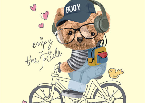 可爱泰迪熊裁片印花服装：享受骑行的时尚之选