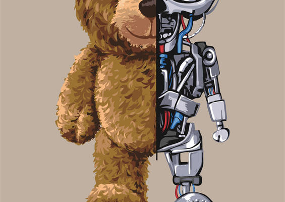 创意裁片印花:可爱泰迪熊与机械熊的服装印花设计