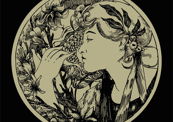 复古风格女性肖像裁片印花服装印花设计