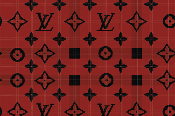 经典红色格纹与花卉图案服装印花面料设计