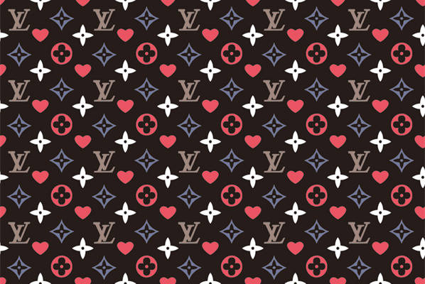 经典时尚图案:黑色背景上的粉色与白色服装印花面料