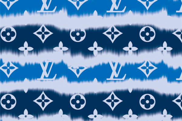 经典蓝色与白色交织的服装印花面料，展现优雅与时尚