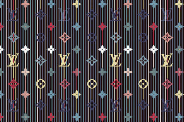 探索经典与时尚的交融：多色条纹背景上的服装印花面料