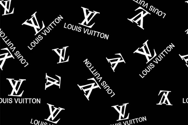 经典黑白LV标志面料印花，打造时尚高端服装印花设计