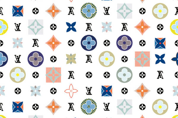 经典复古风格服装印花面料：多色几何图案设计