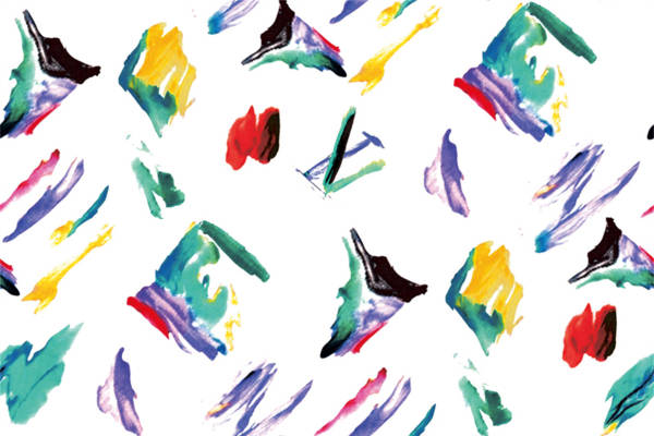 抽象艺术风格服装印花：多彩墨迹图案面料印花