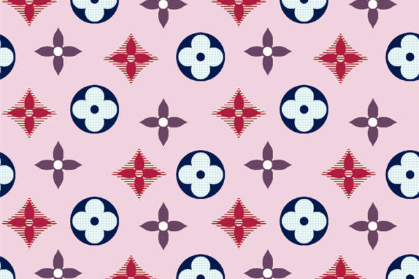 复古风格面料印花：经典红蓝花卉图案服装印花