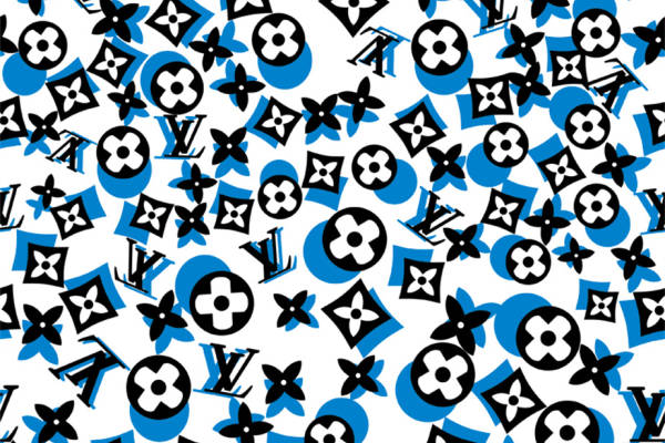 时尚潮流蓝白黑服装印花面料设计