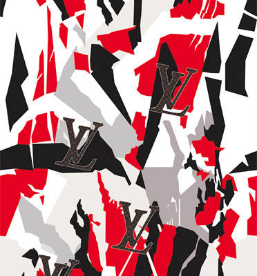 现代抽象风格服装印花:红黑灰的时尚碰撞