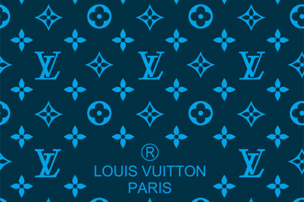 经典蓝色调服装印花：路易威登风格面料印花设计