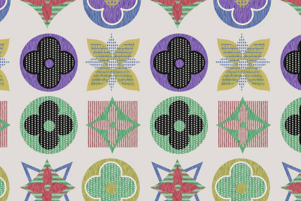 复古风格几何图案服装印花面料设计